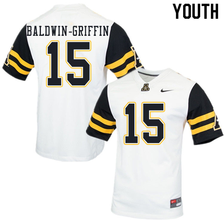 Youth #15 David Baldwin-Griffin Appalachian State Mountaineers College Football Jerseys Sale-White